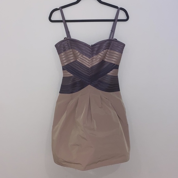 BCBGMAXAZRIA Purple Hana Strapless sweetheart Corset mini dress with pockets - Picture 4 of 13